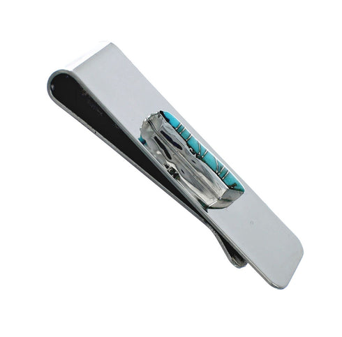 Sterling Silver And Turquoise Inlay Navajo Money Clip X10894